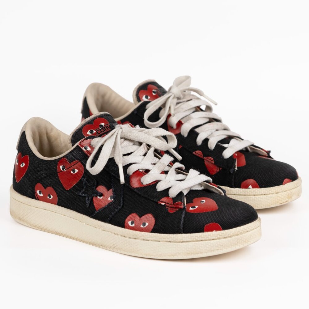 Converse X Play Comme Des Garcons CDG Pro Low Black/Red Hearts 8.5